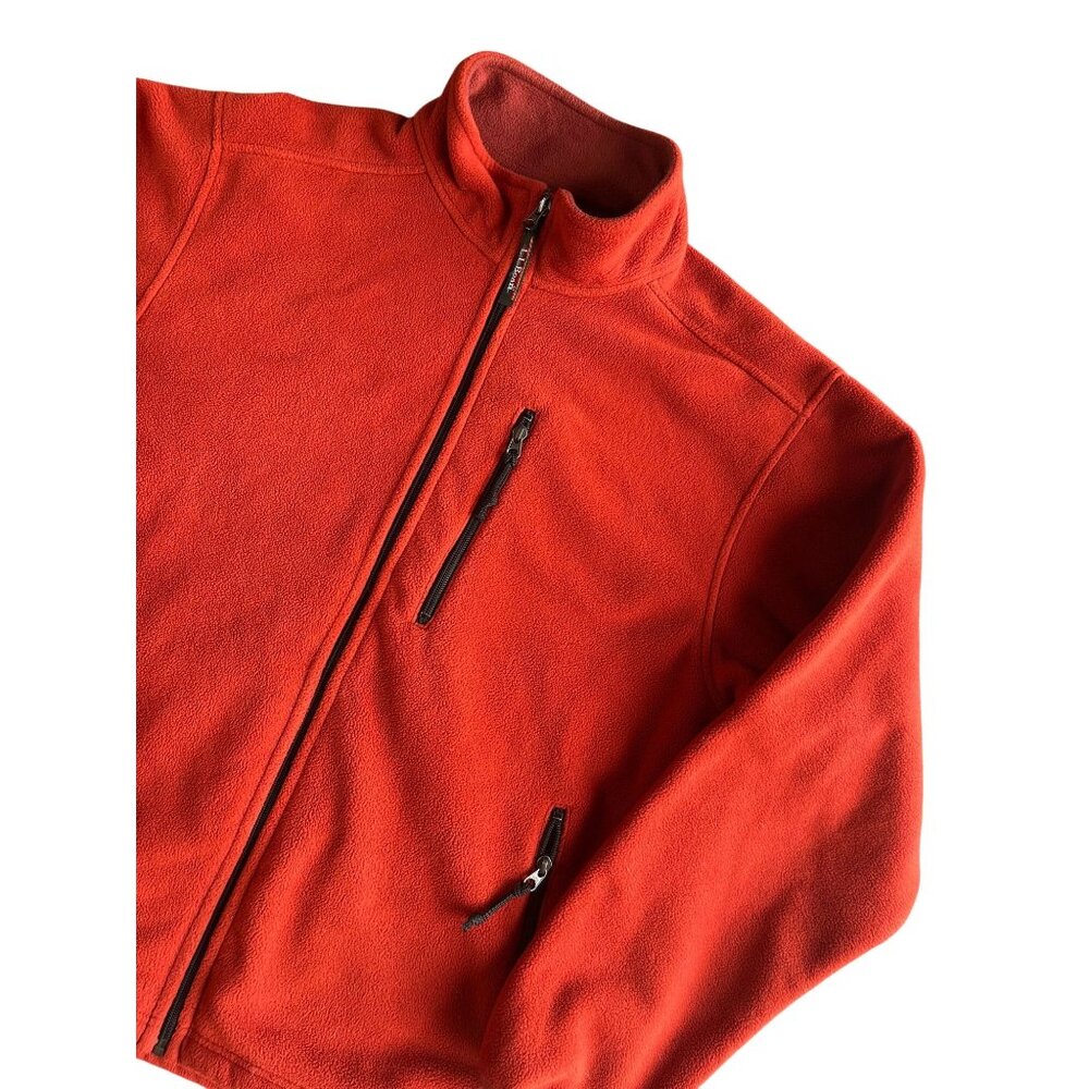 L.L. Bean Mens Orange Fleece Jacket LG Reg Zip-Up